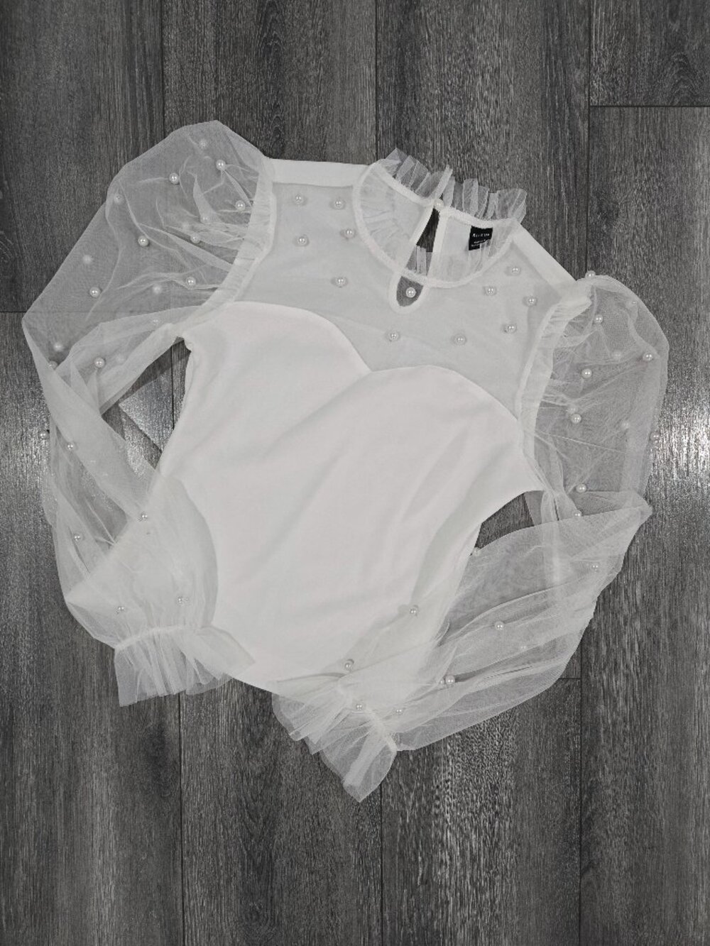 Womens SHEIN bridal beaded white dress top sz S